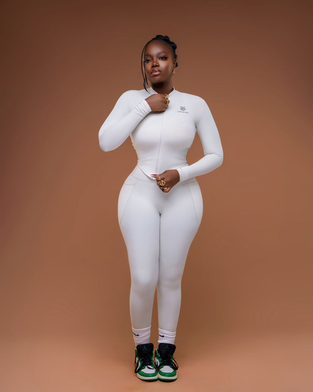 3-Piece Set (Leggings, one arm Crop Top, Jacket)